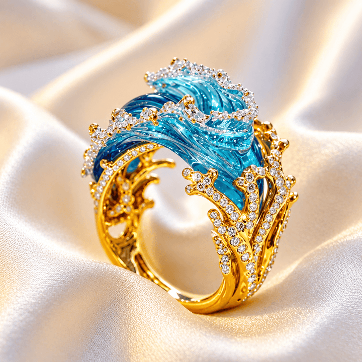 Ocean Wave Ring – Gold Tone
