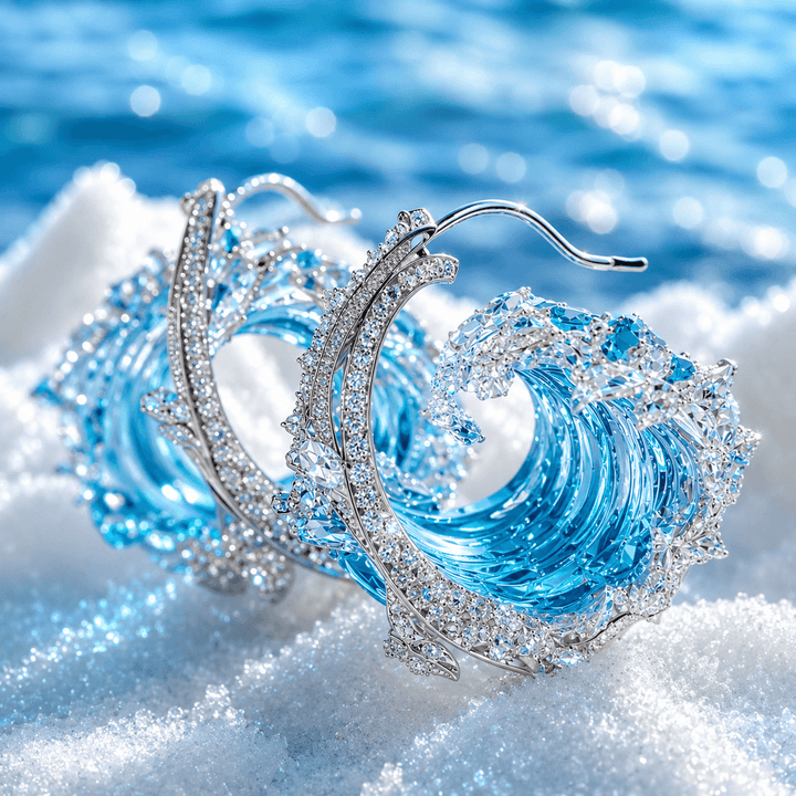 Ocean Wave Silver Earrings