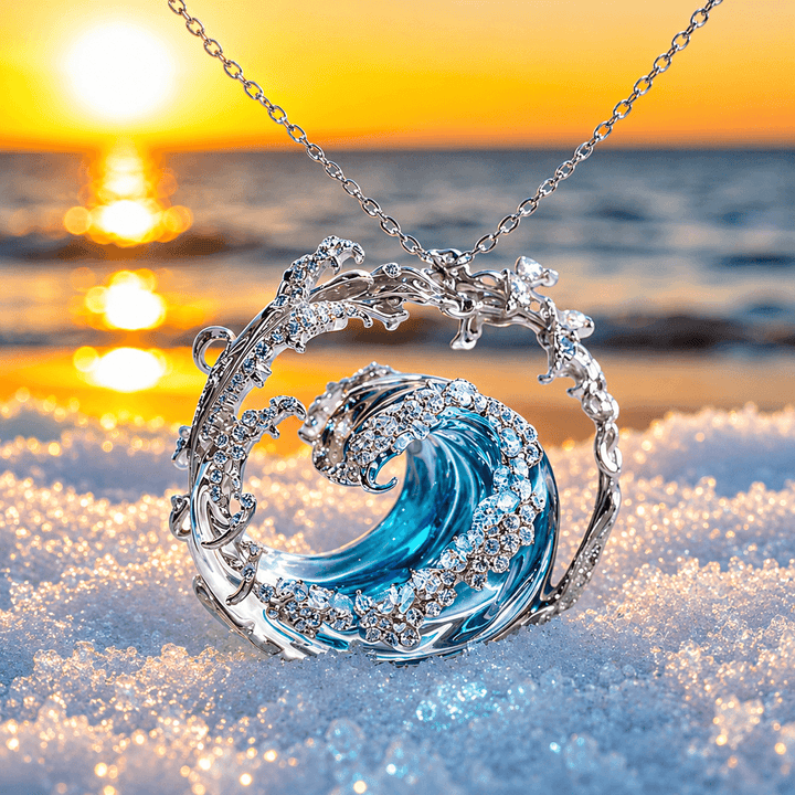 Ocean Wave Silver Necklace