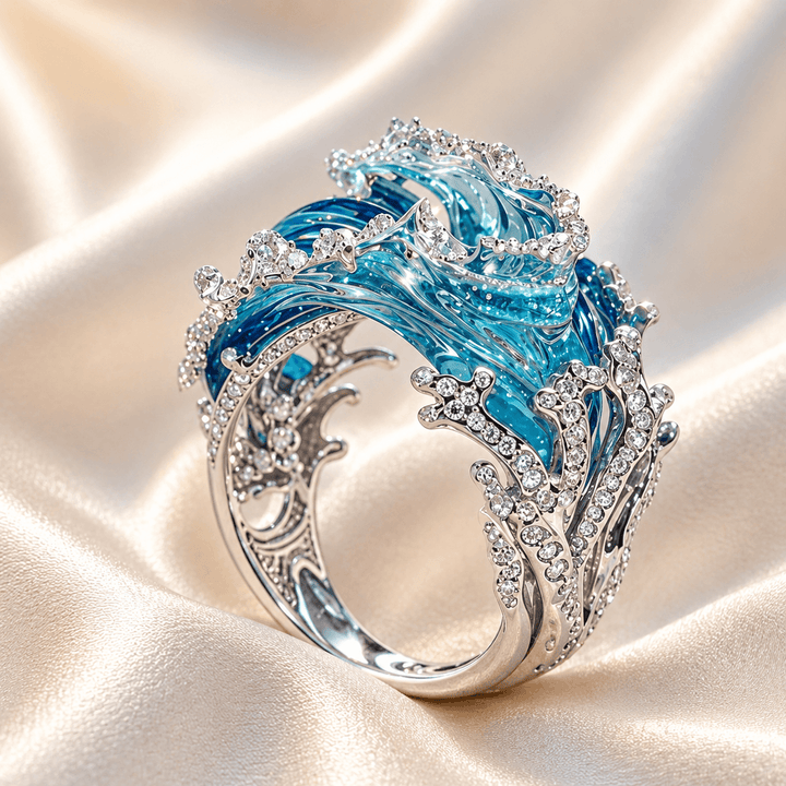Ocean Wave Ring – Silver Tone