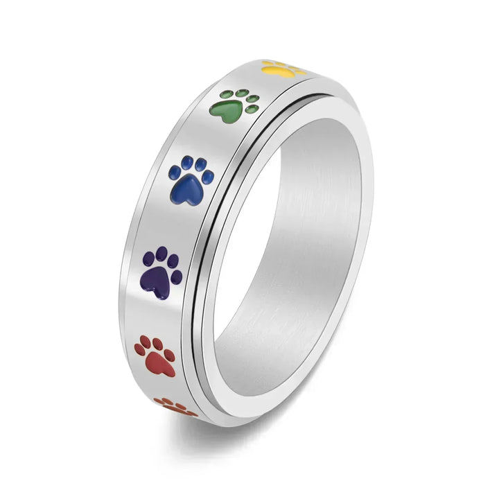 Thea Spinner Ring with Rainbow Paws