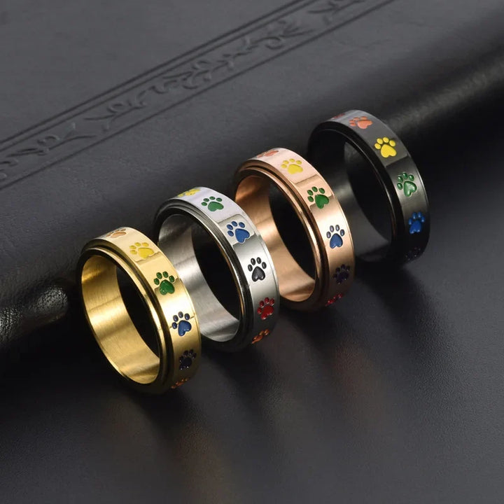 Thea Spinner Ring with Rainbow Paws