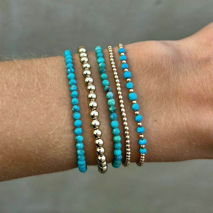 Chic Gold Tone Turquoise Beaded Bracelet