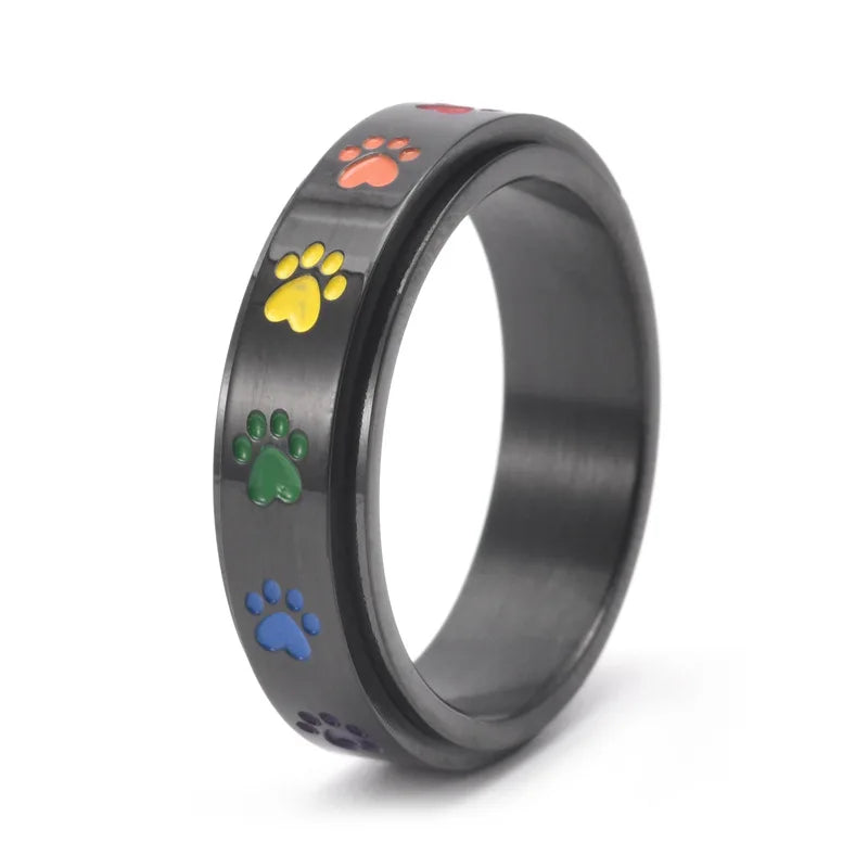 Thea Spinner Ring with Rainbow Paws