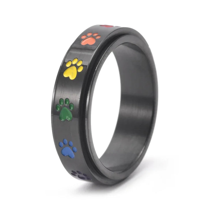 Thea Spinner Ring with Rainbow Paws