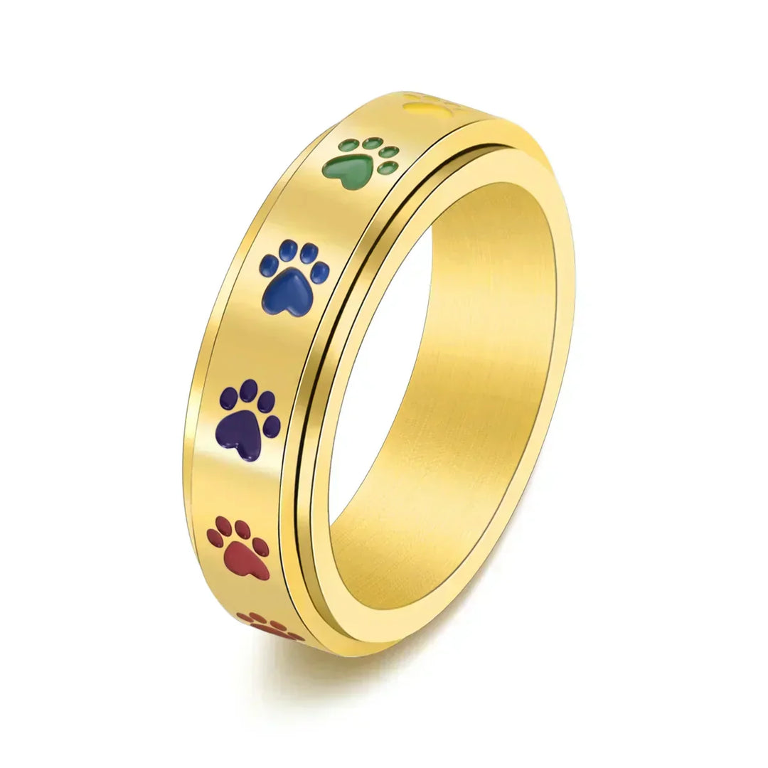 Thea Spinner Ring with Rainbow Paws