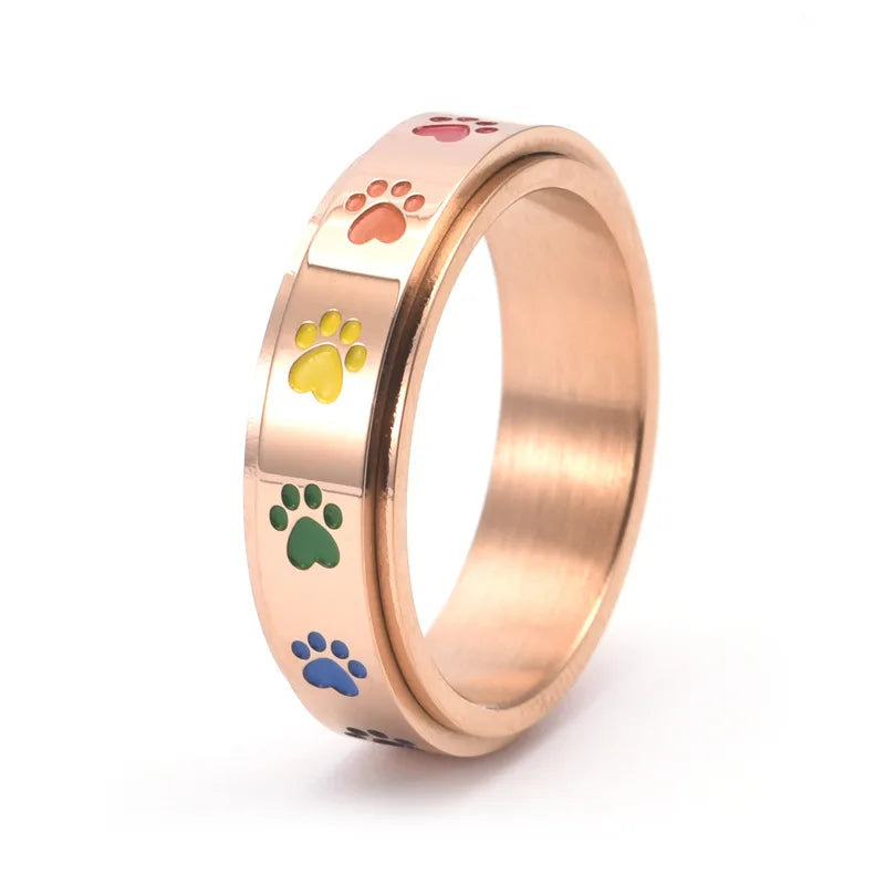 Thea Spinner Ring with Rainbow Paws