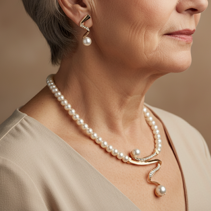 Pearl Necklace + Earrings Set