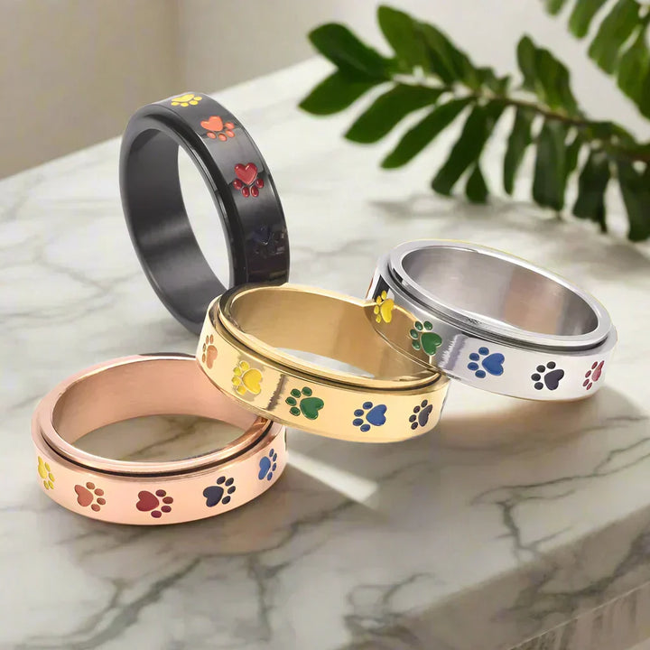 Thea Spinner Ring with Rainbow Paws