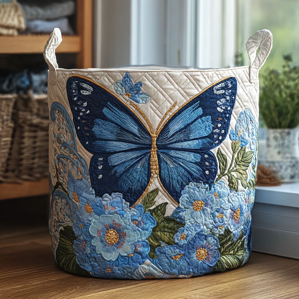 Papillon et Fleurs | Panier de Rangement Matelassé