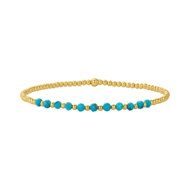 Chic Gold Tone Turquoise Beaded Bracelet