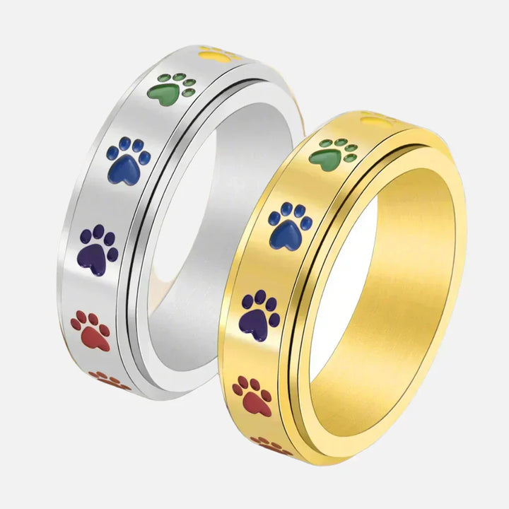 Thea Spinner Ring with Rainbow Paws
