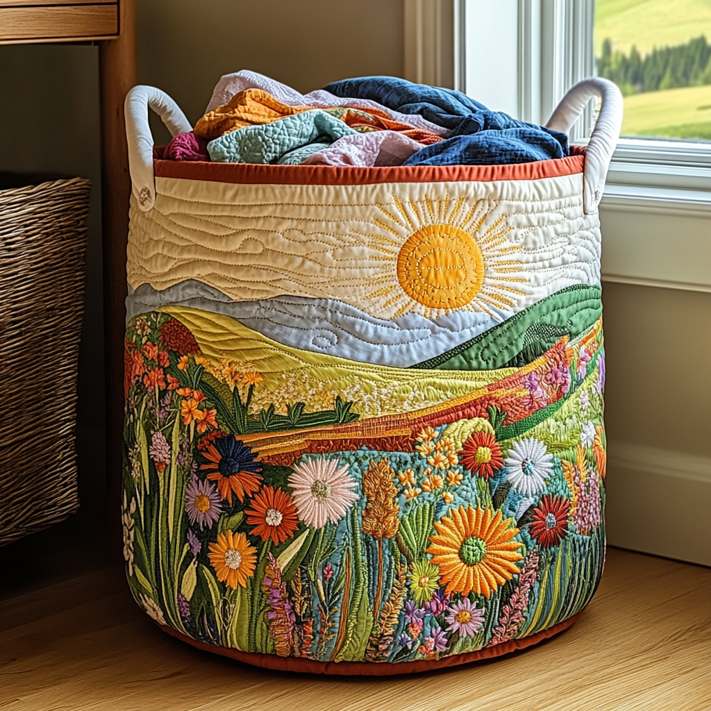 Panier en Fleurs | Panier de Rangement Matelassé