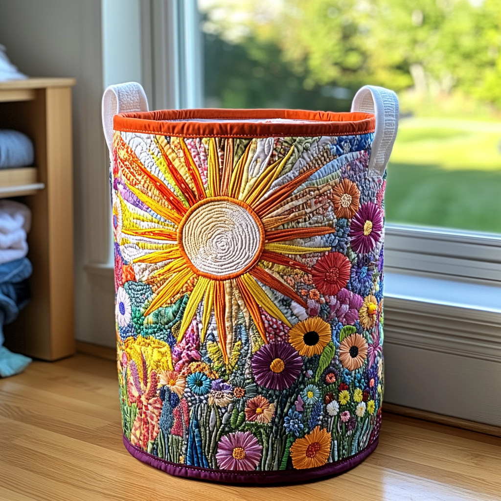 Tournesol en Fleurs | Panier de Rangement Matelassé