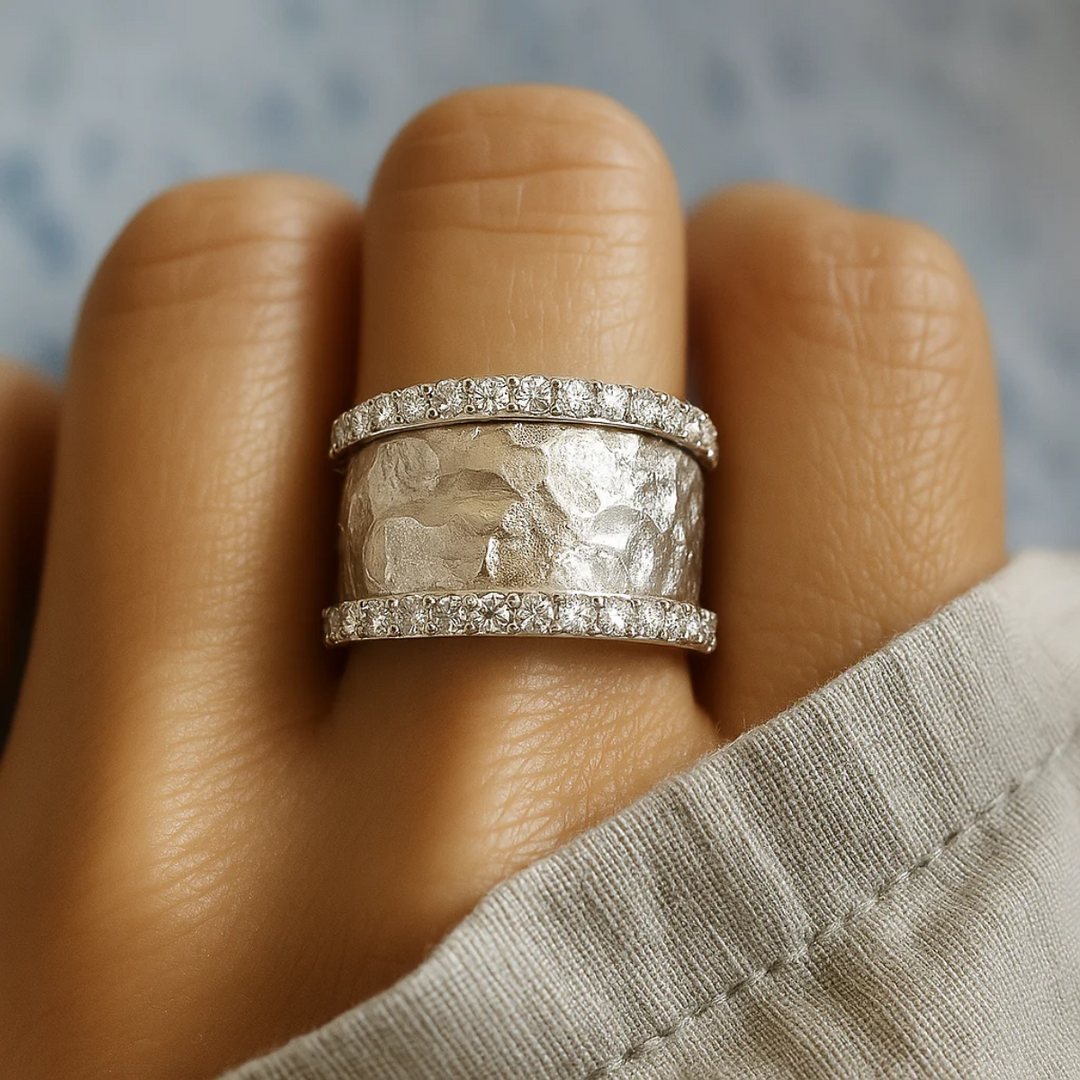 Vintage Silver Tone Zirconia Ring