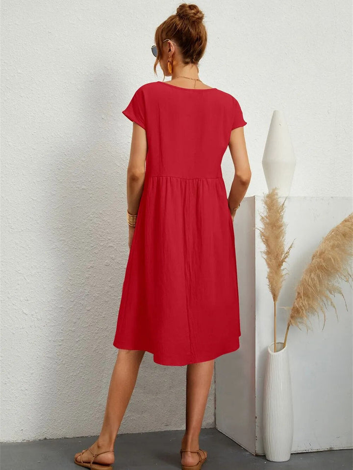 Lora - O-NECK Casual Loose Fit Dress