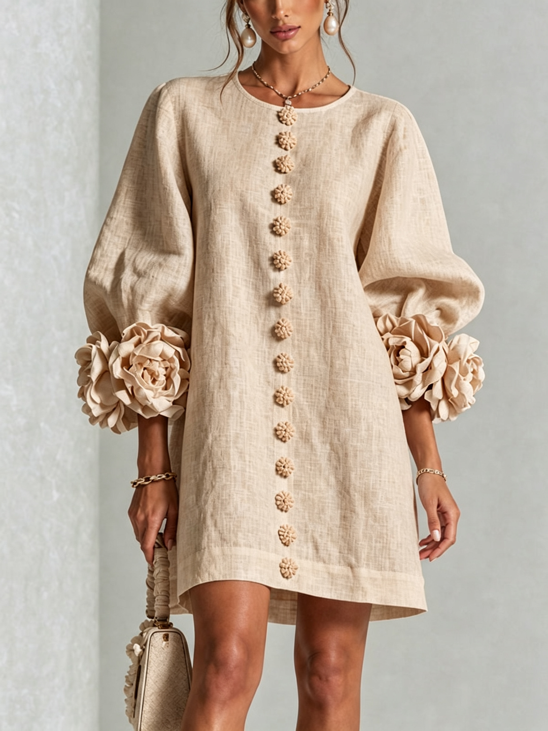 Lola | Floral Print Mini Dress with Button Closure