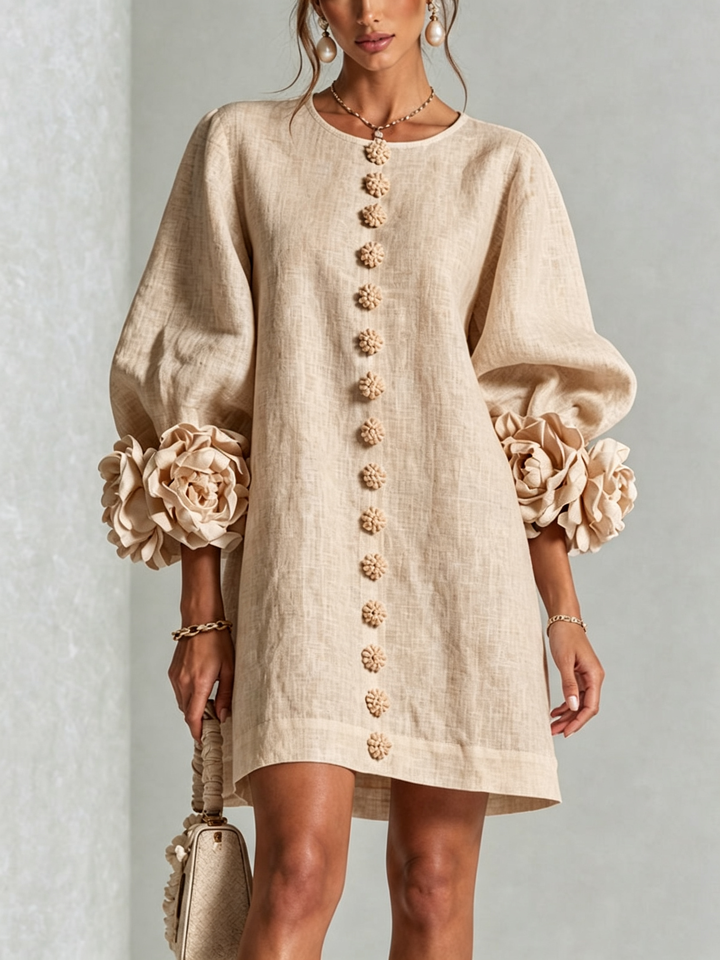 Lola | Floral Print Mini Dress with Button Closure