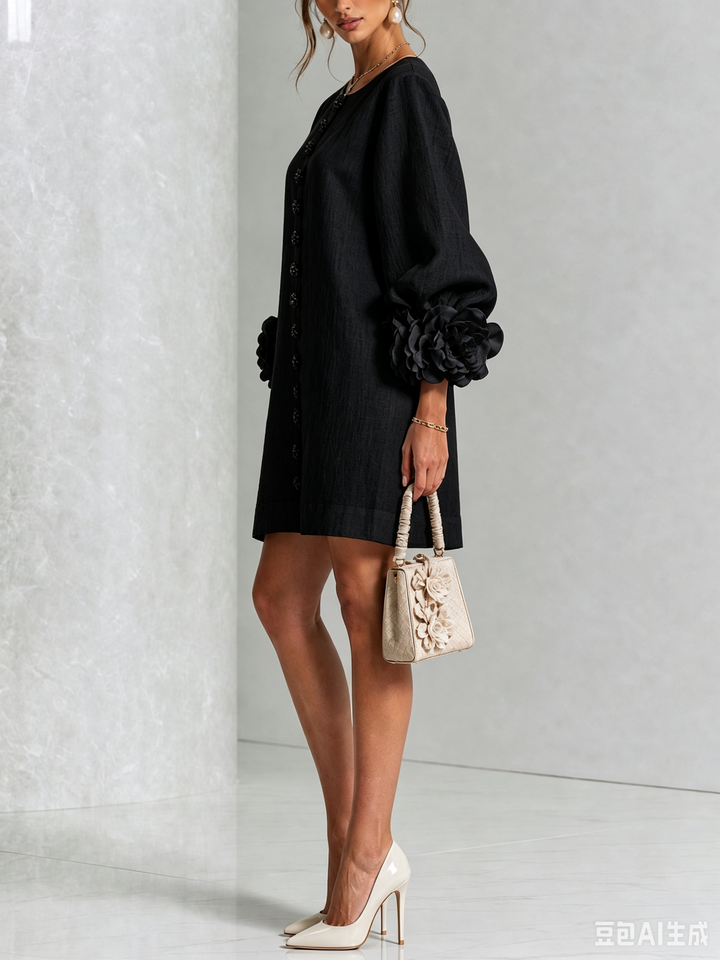 Lola | Floral Print Mini Dress with Button Closure