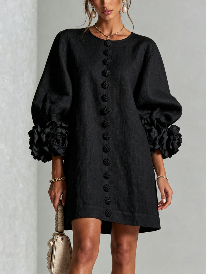Lola | Floral Print Mini Dress with Button Closure