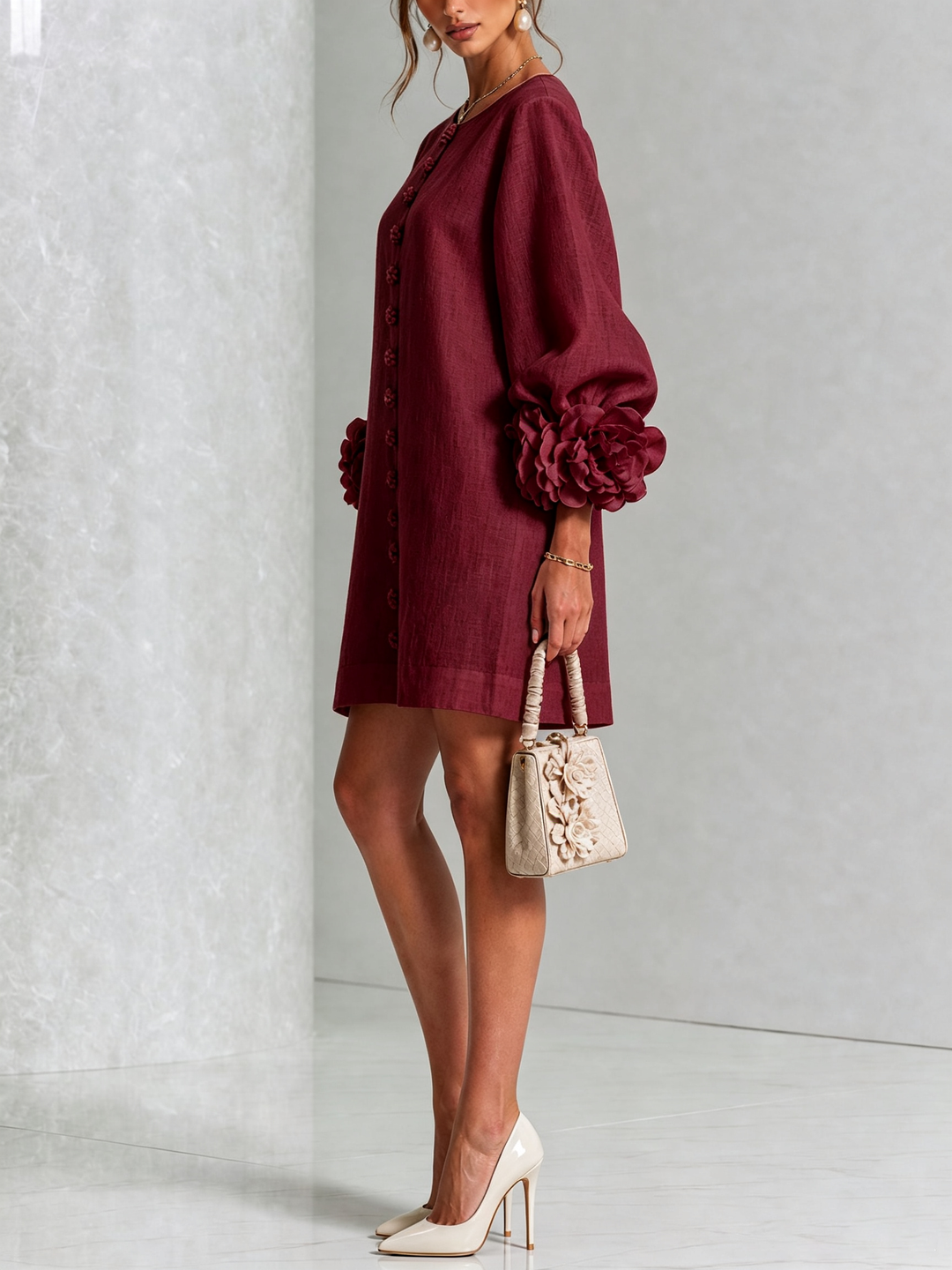 Lola | Floral Print Mini Dress with Button Closure