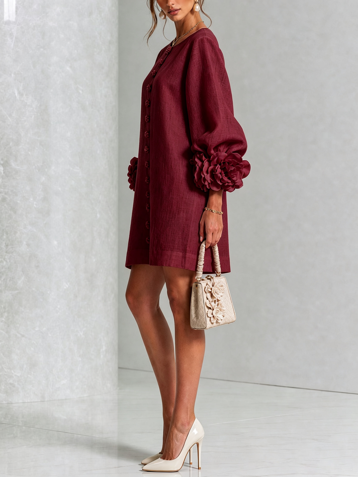 Lola | Floral Print Mini Dress with Button Closure