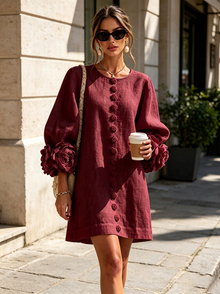 Lola | Floral Print Mini Dress with Button Closure