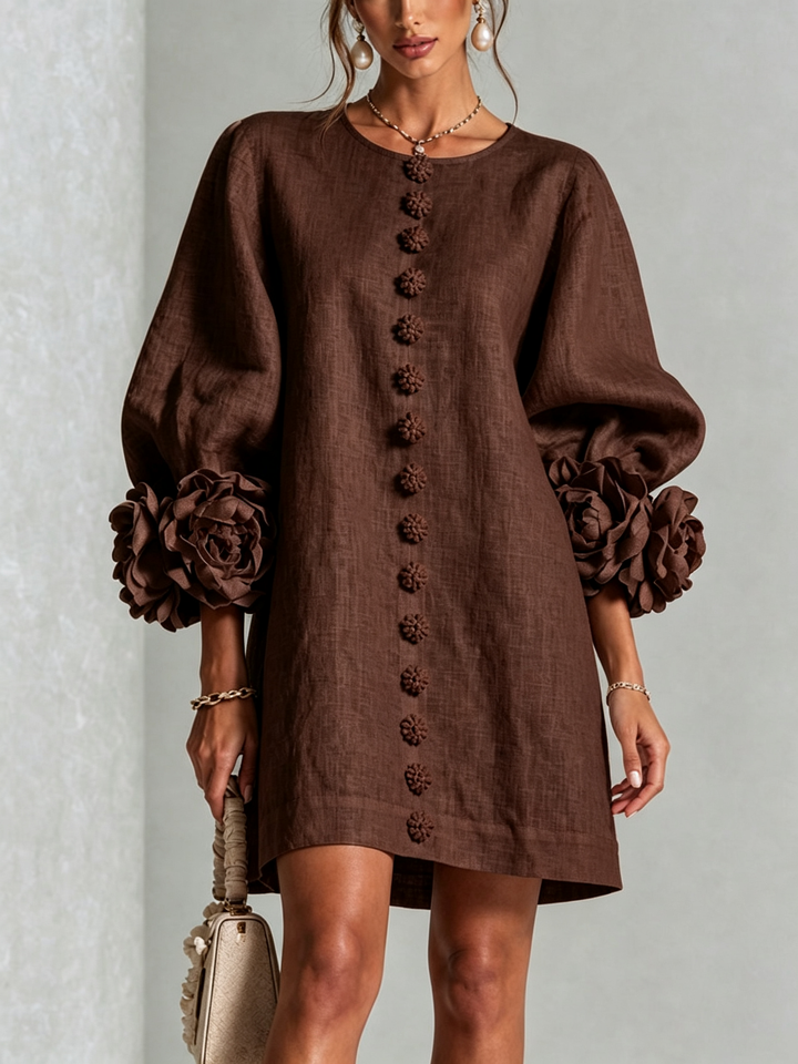 Lola | Floral Print Mini Dress with Button Closure