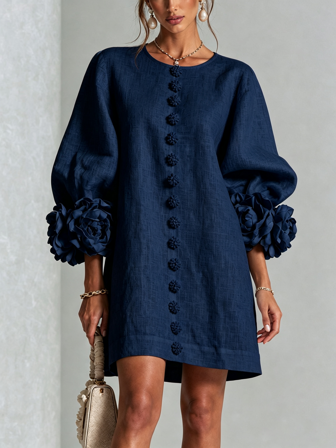 Lola | Floral Print Mini Dress with Button Closure