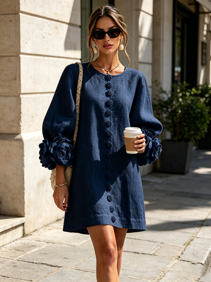Lola | Floral Print Mini Dress with Button Closure