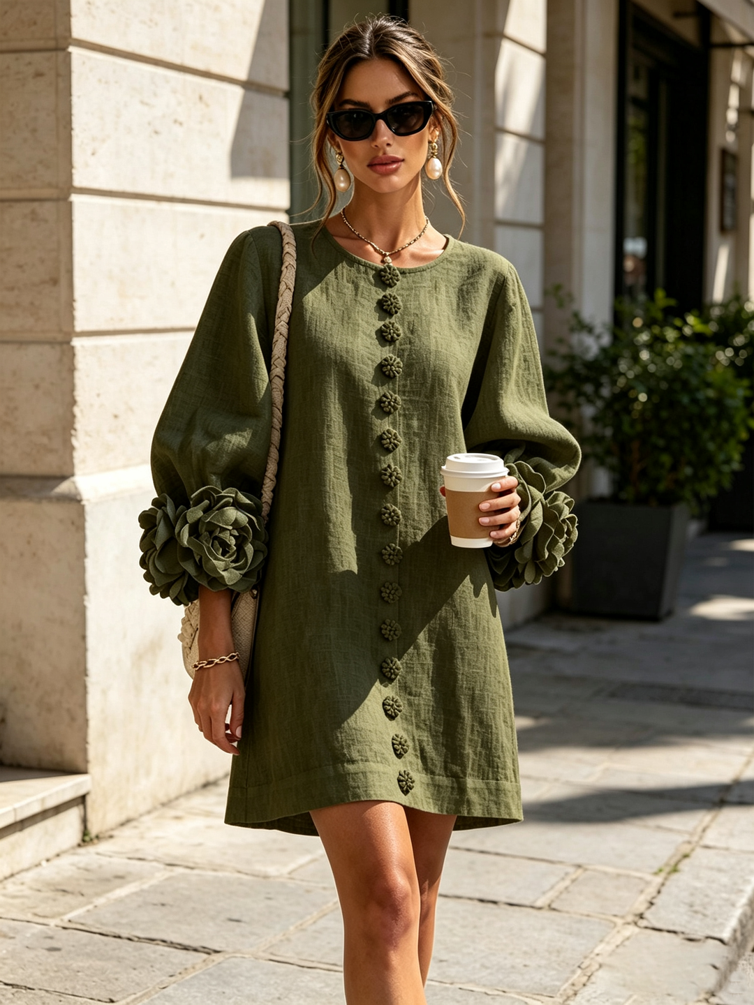 Lola | Floral Print Mini Dress with Button Closure