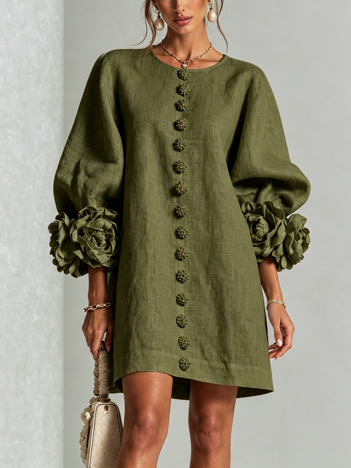 Lola | Floral Print Mini Dress with Button Closure