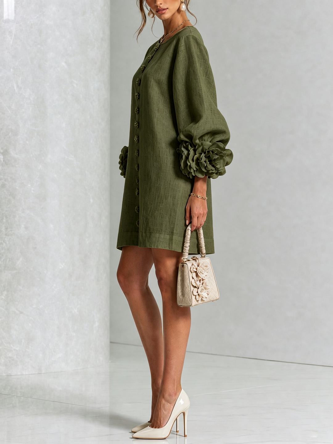 Lola | Floral Print Mini Dress with Button Closure