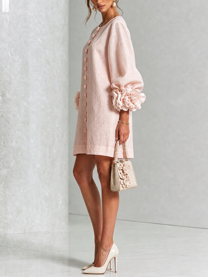 Lola | Floral Print Mini Dress with Button Closure