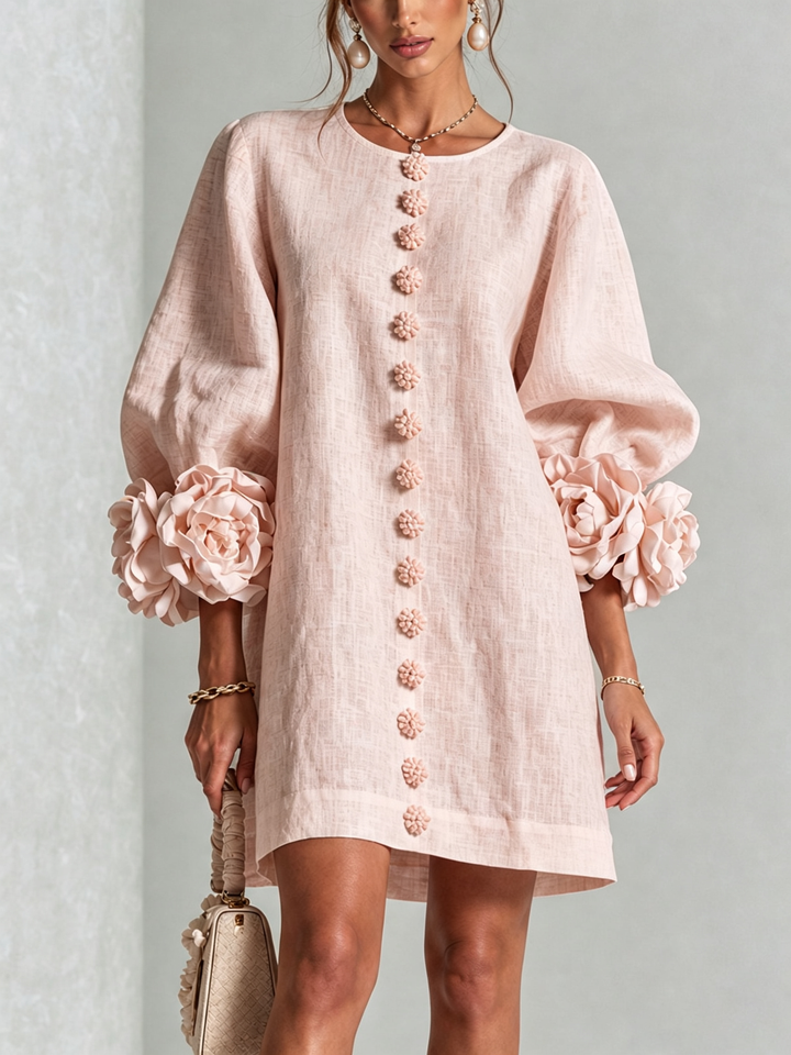 Lola | Floral Print Mini Dress with Button Closure