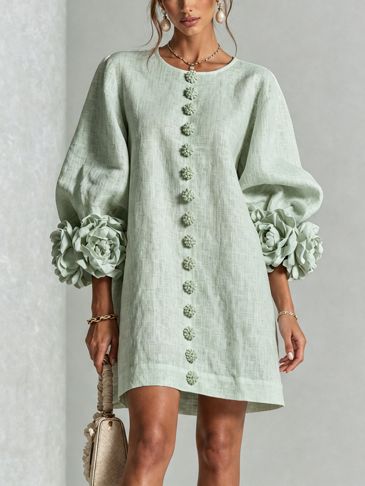Lola | Floral Print Mini Dress with Button Closure