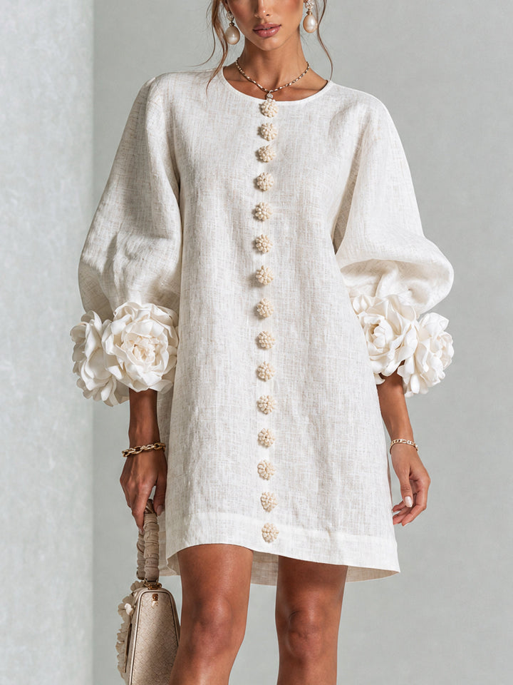 Lola | Floral Print Mini Dress with Button Closure
