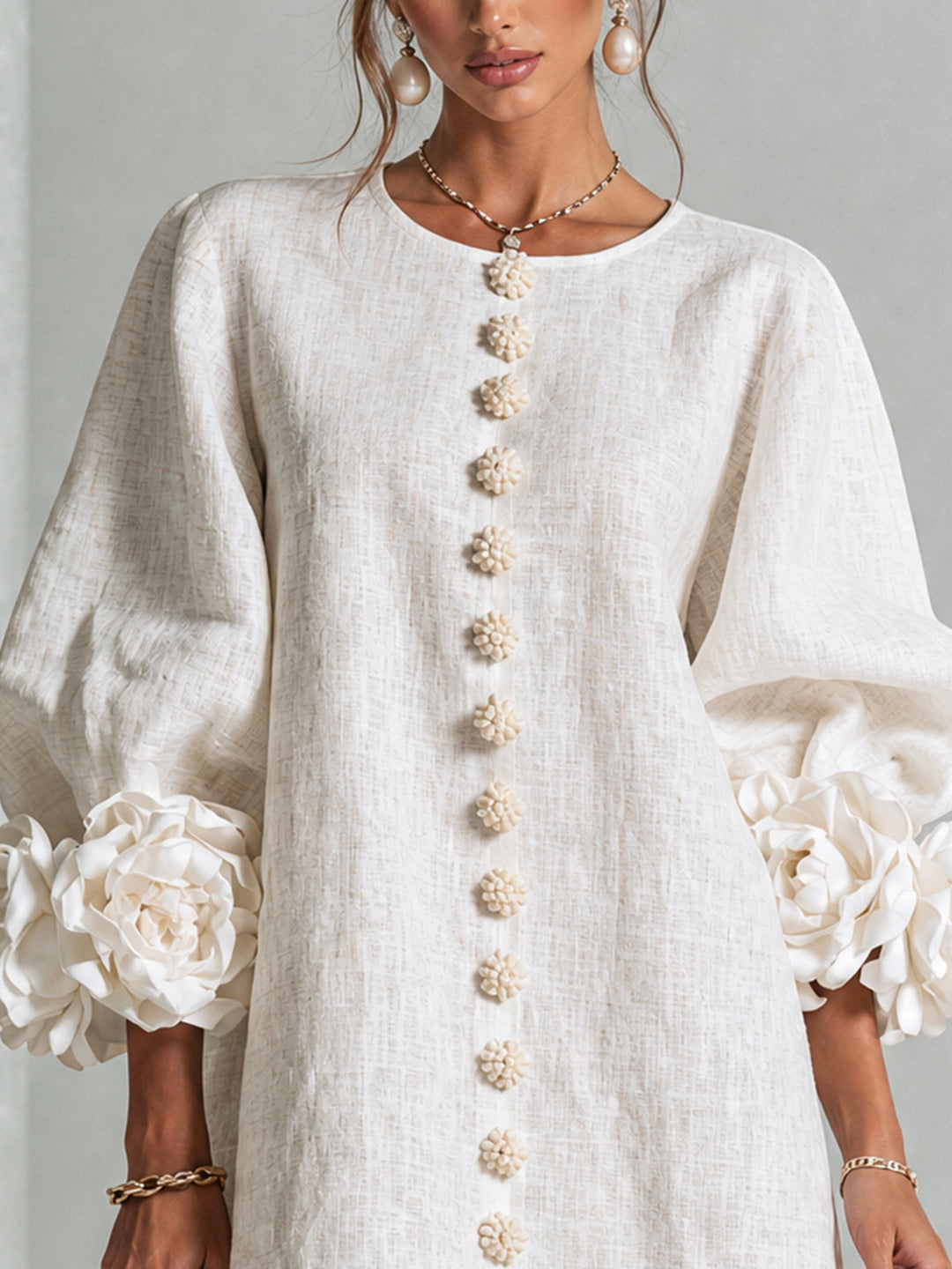 Lola | Floral Print Mini Dress with Button Closure
