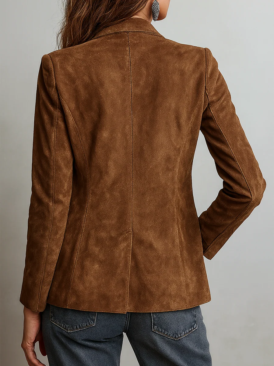 Marcelle | Vintage Brown Blazer with Contrast Stitching
