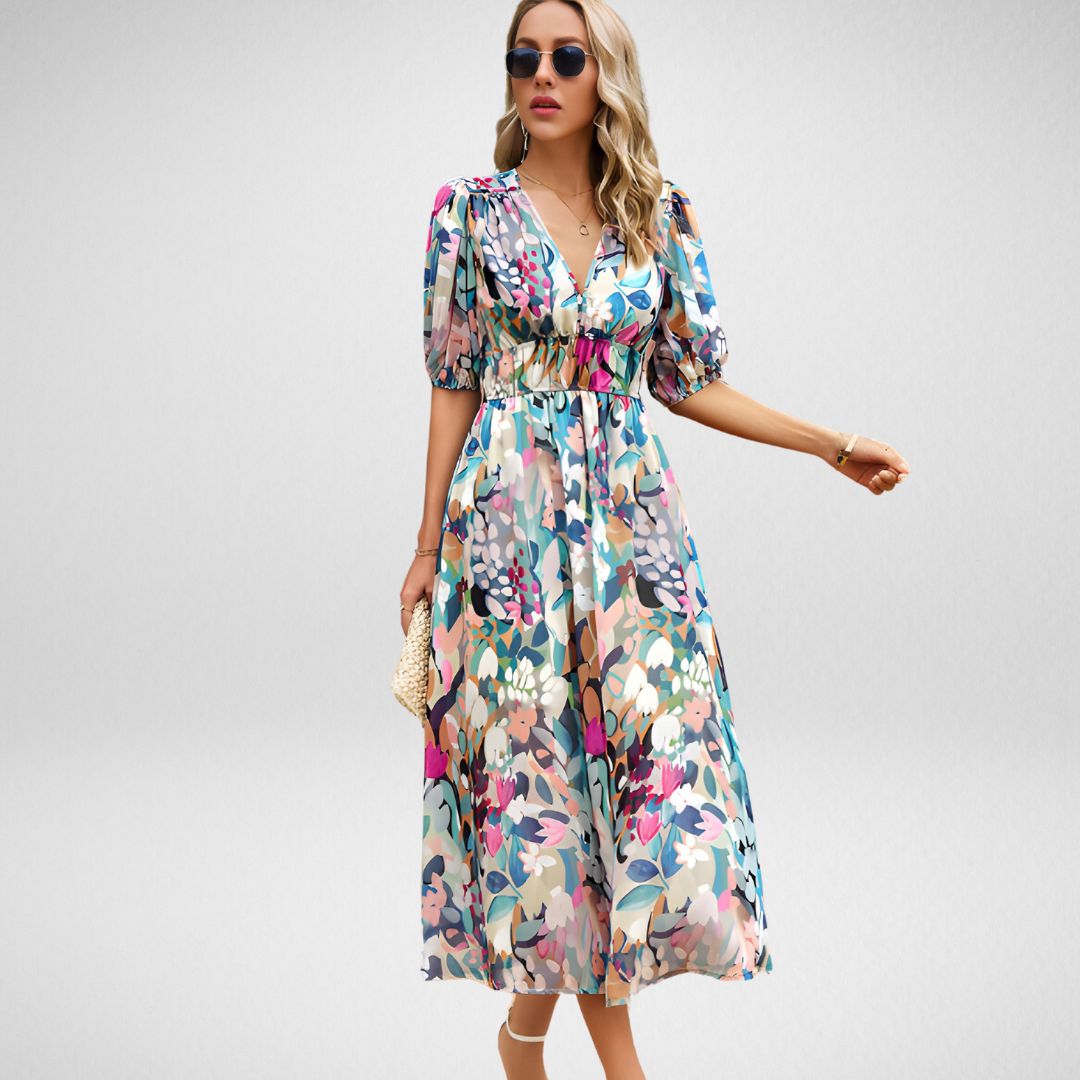 Faelina™️ - Charming V-Neck Dress