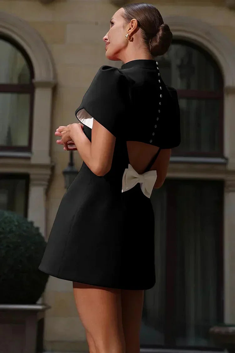 Seraphina - Elegant Petal Sleeves Mini Dress