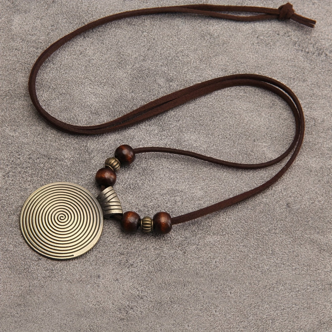 Vintage Twelve Constellations Wooden Beaded Pendant Necklace