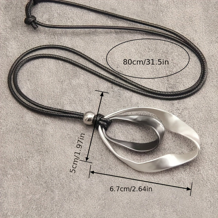 Elegant Modern Mixed-Metal Abstract Pendant Necklace