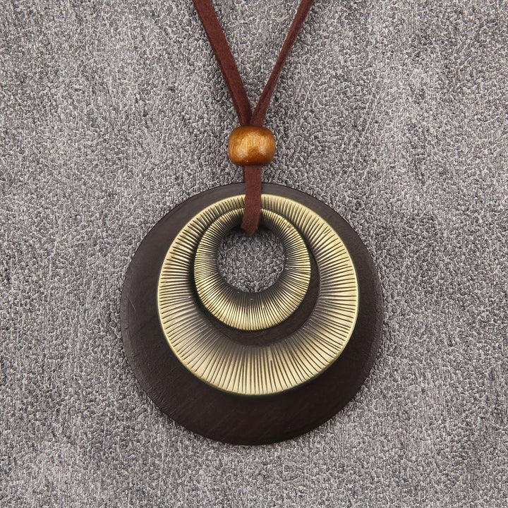 Vintage Style Layered Zinc Alloy Disc Long Pendant Necklace