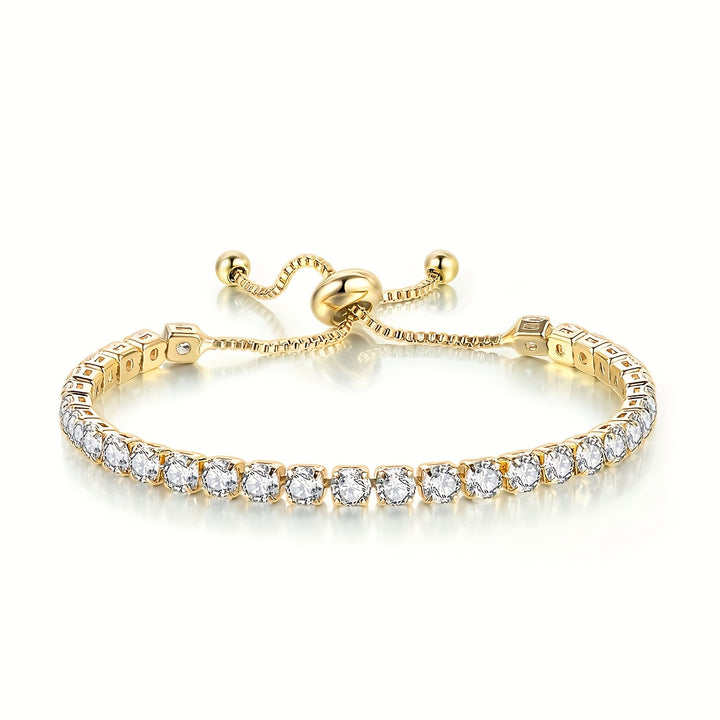 Elegant Gold Plated Zirconia Adjustable Tennis Bracelet