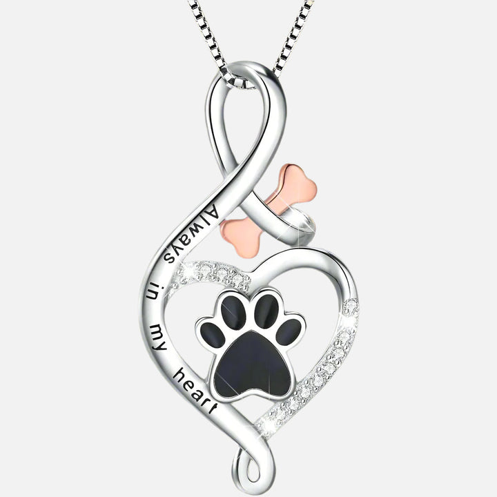 Lucky Paw Necklace with Heart, Bone and Infinity Symbol
