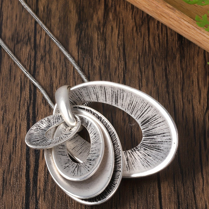 Vintage Silver Tone Multi Layer Necklace and Earrings Set