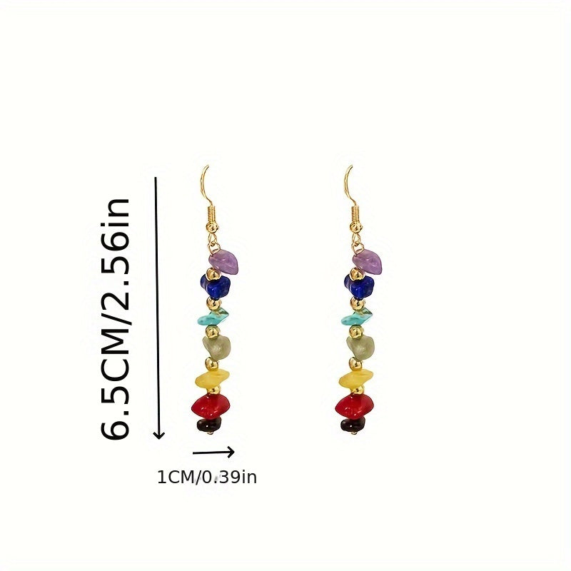 Boho Colorful Gemstone Drop Earrings