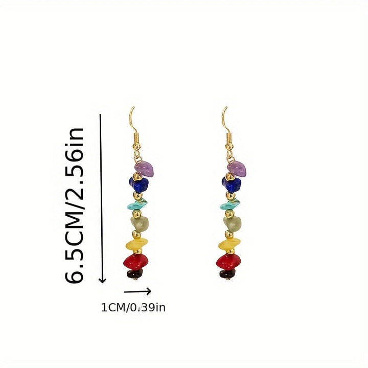 Boho Colorful Gemstone Drop Earrings