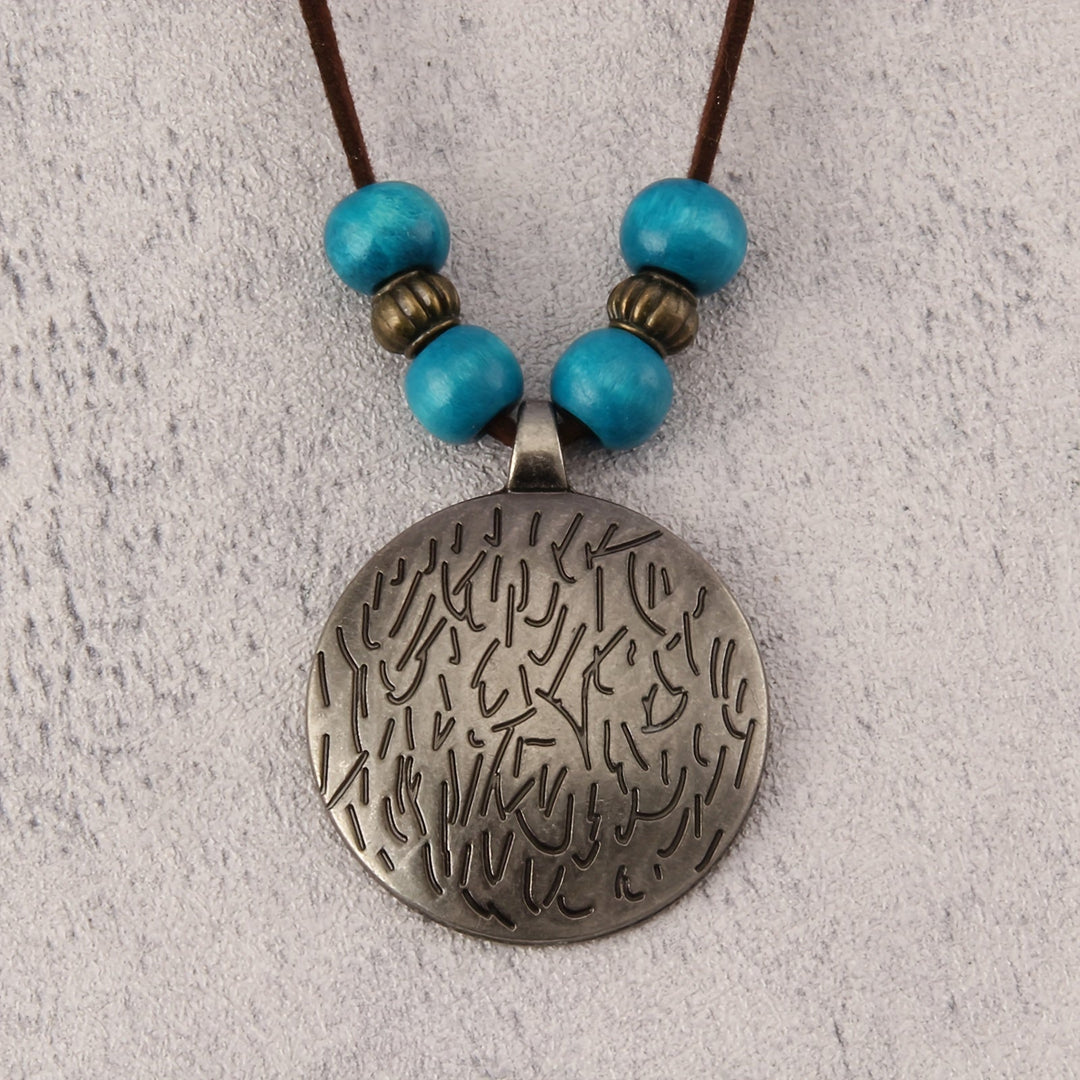 Vintage Twelve Constellations Wooden Beaded Pendant Necklace